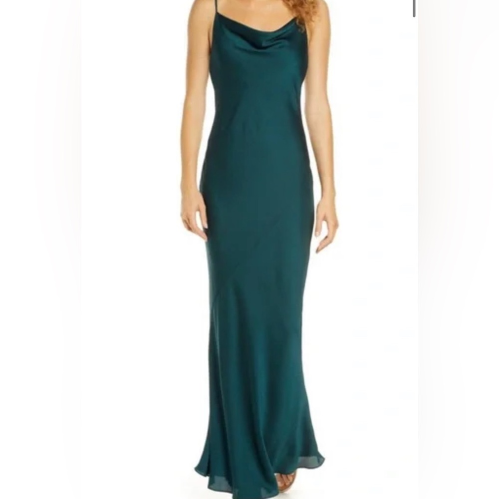 Shona Joy silky slip gown in emerald green